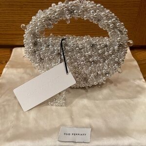 Clio Peppiatt Bridal Bag Rhinestone Pearl Beaded NWT